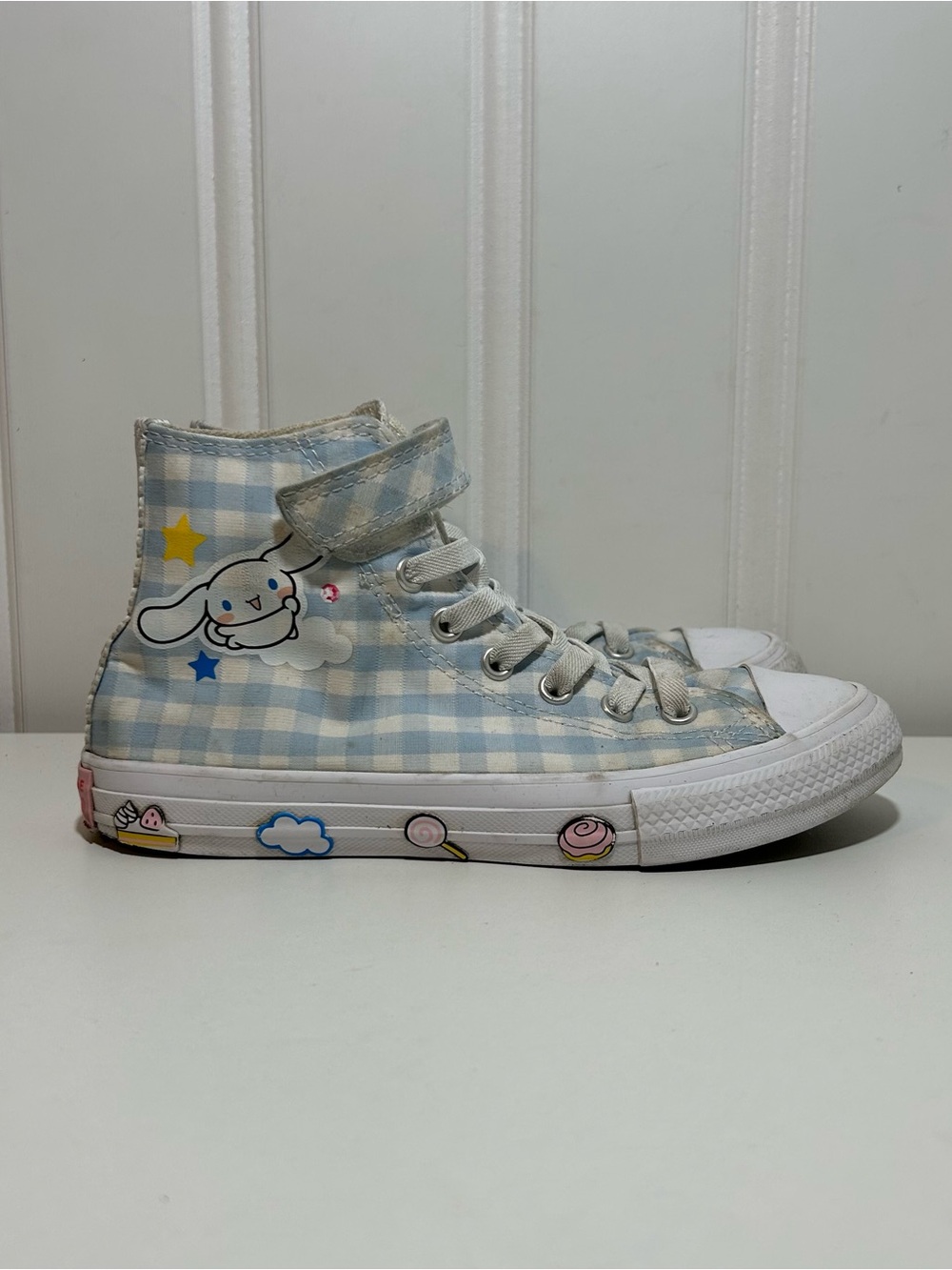 Converse ctas hi hello kitty cinnamoroll Light Blue Gingham white kids 2